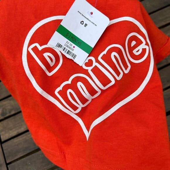 NWT! Baby Berry Orange Heart Be Mine Tee Size 000 0-3 Months - Picture 4 of 4
